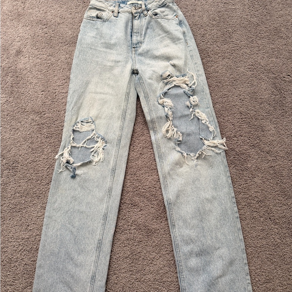 PacSun Light Blue Distressed Straight Leg Jeans
